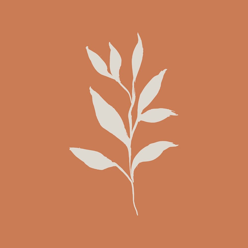 Leaf collage element, botanical line art, minimal illustration vector