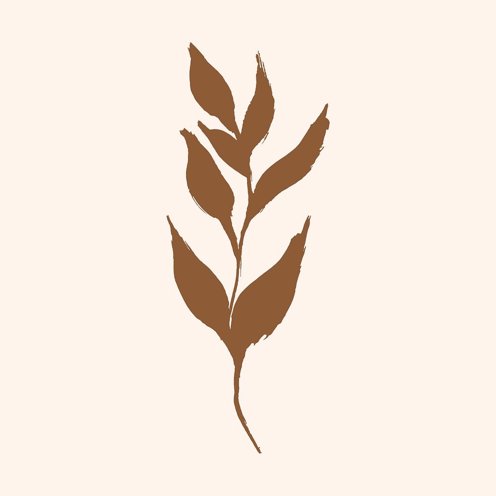 Leaf collage element, brown botanical illustration for planner psd