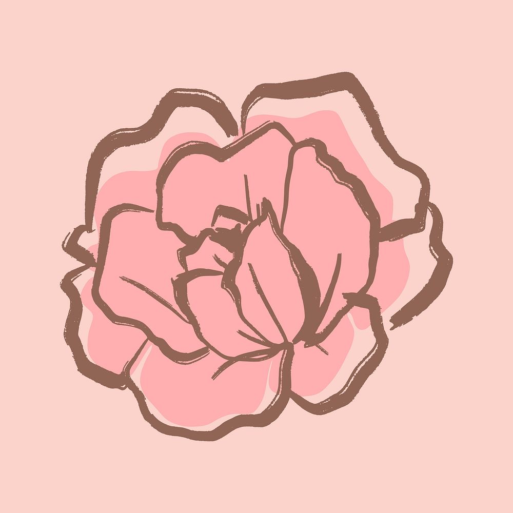 Flower pastel line art, watercolor rose graphic design