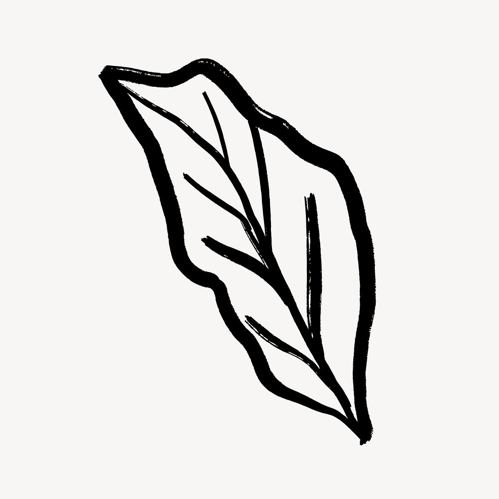 Leaf collage element, botanical line art, minimal illustration for bullet journal vector