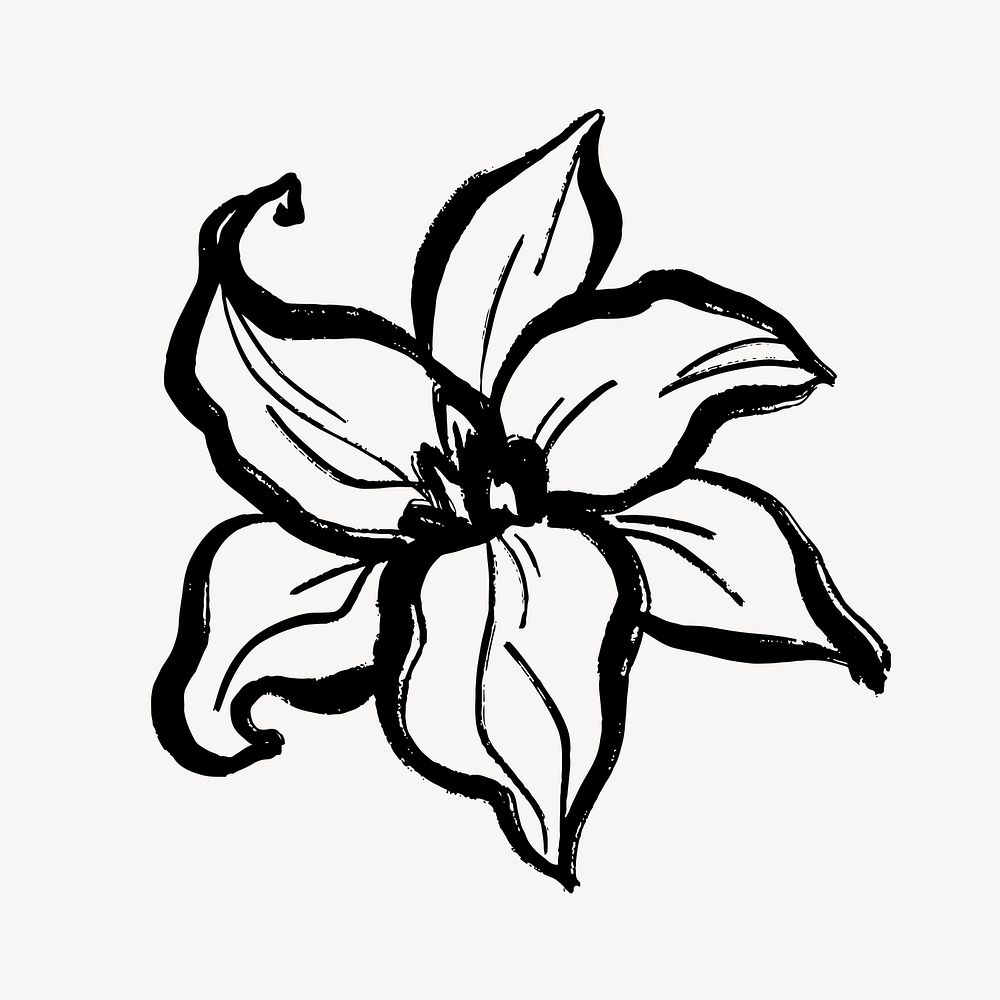 Simple flower sticker, lily line drawing graphic design vector