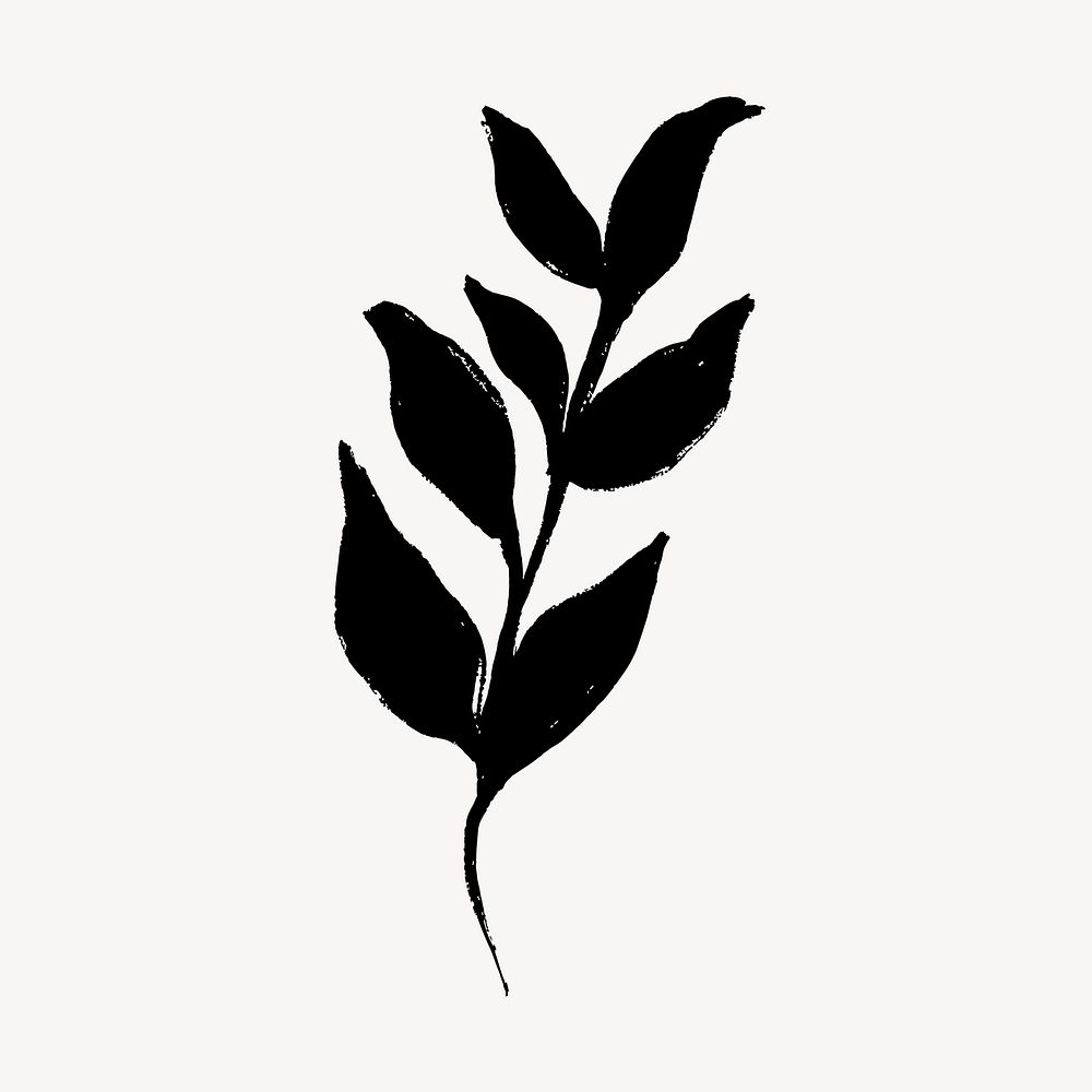 Leaf collage element, botanical black illustration for bullet journal vector
