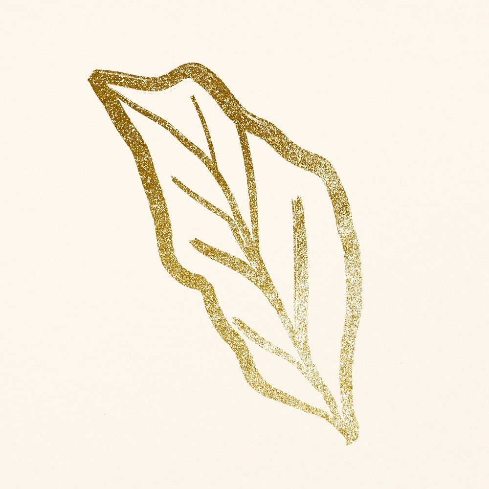 Gold leaf line art, minimal botanical graphic illustration 