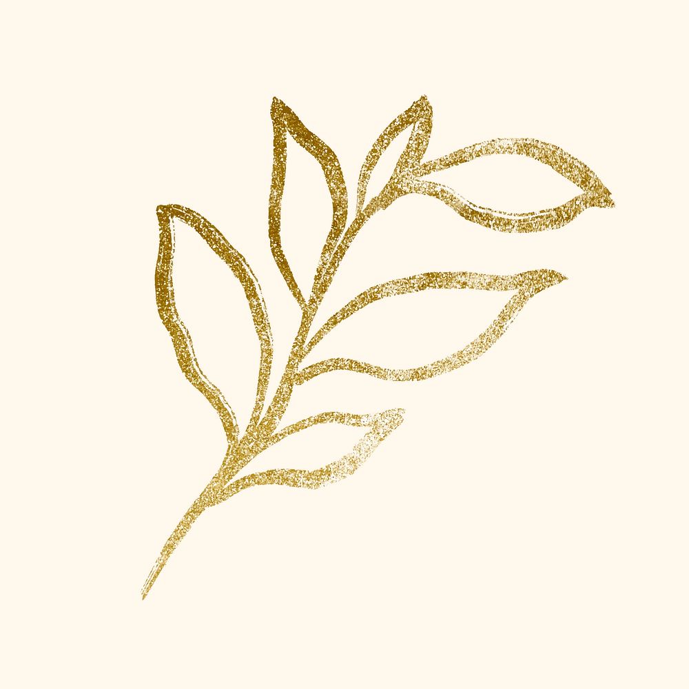 Leaf collage element, botanical gold illustration for planner vector
