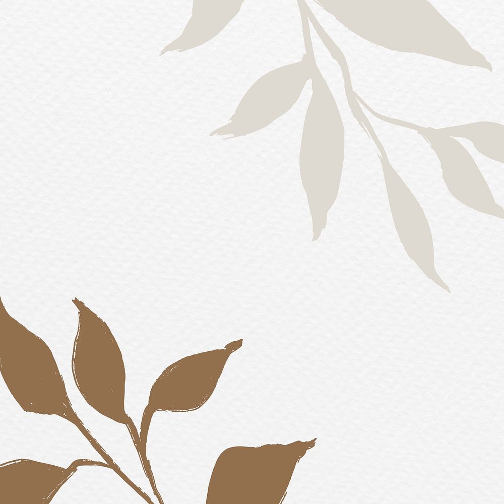 Minimal leaf background, beige botanical illustration