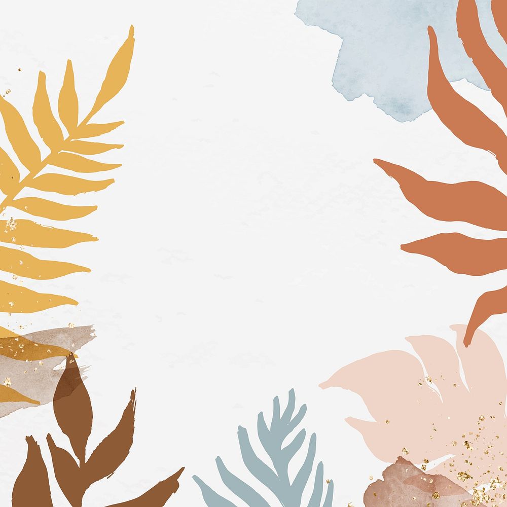 Pastel leaf background, aesthetic watercolor illustration vector
