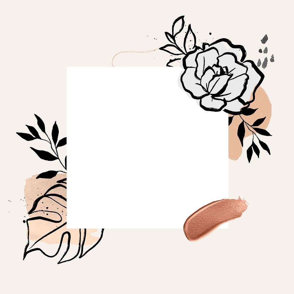 Flower frame, pastel botanical illustration for wedding card vector