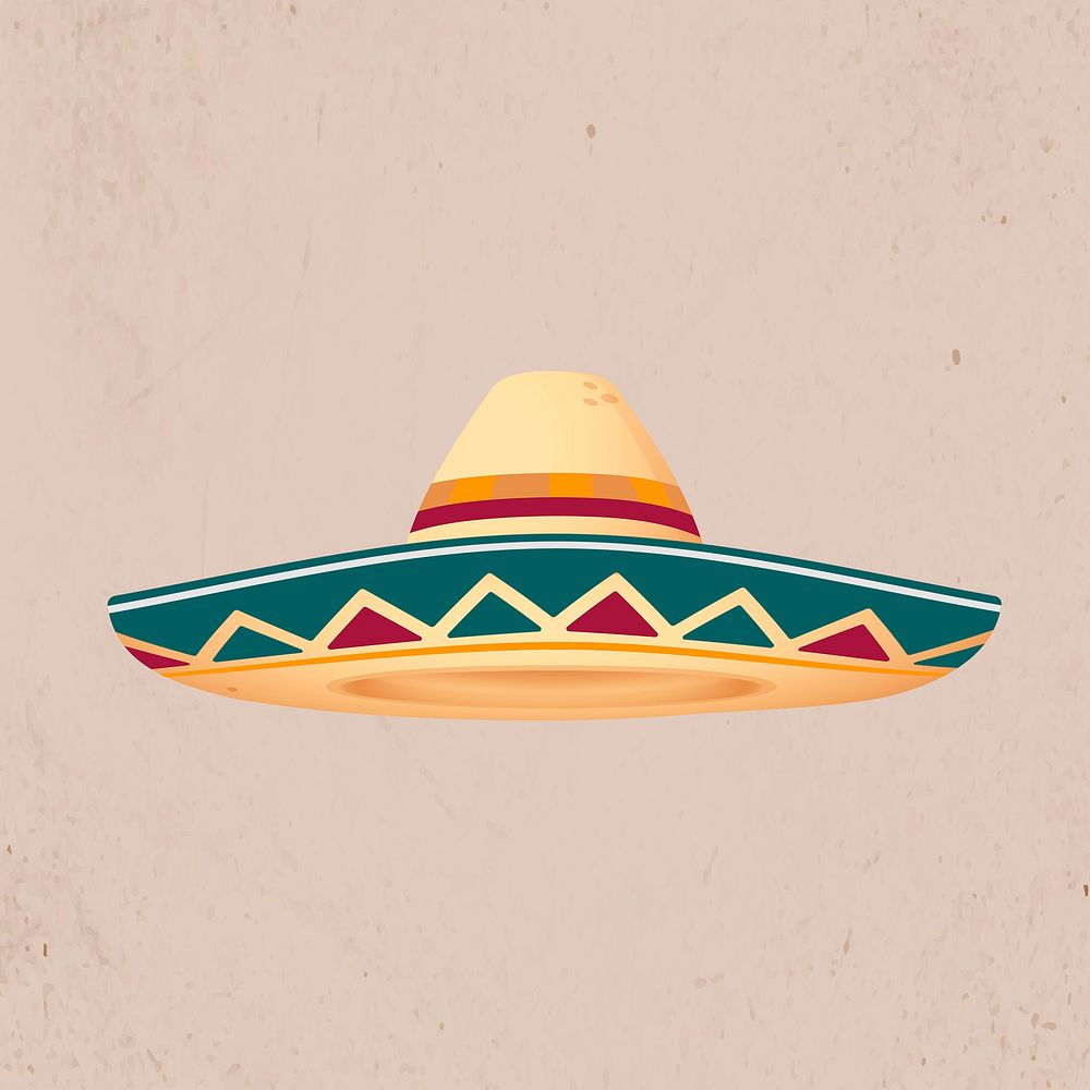 Mexican hat doodle sticker, traditional accessory vector
