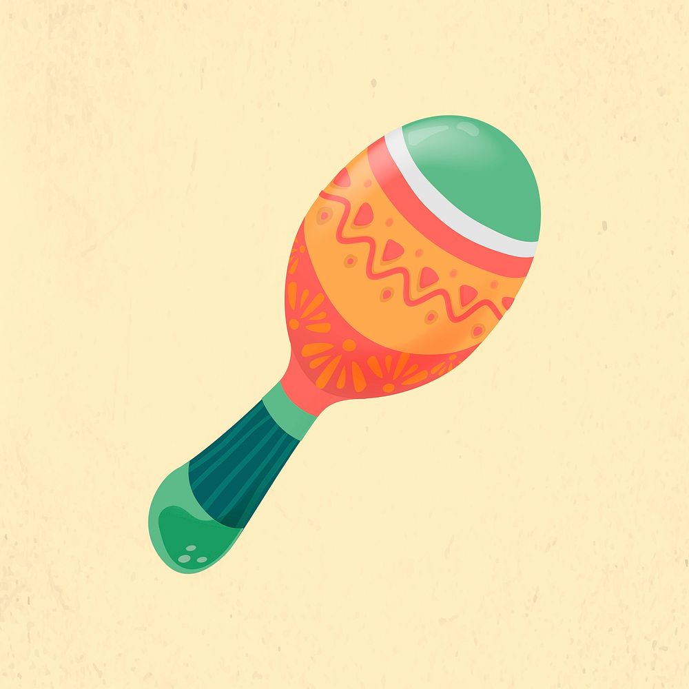 Colorful maraca doodle sticker, Mexican musical instrument vector