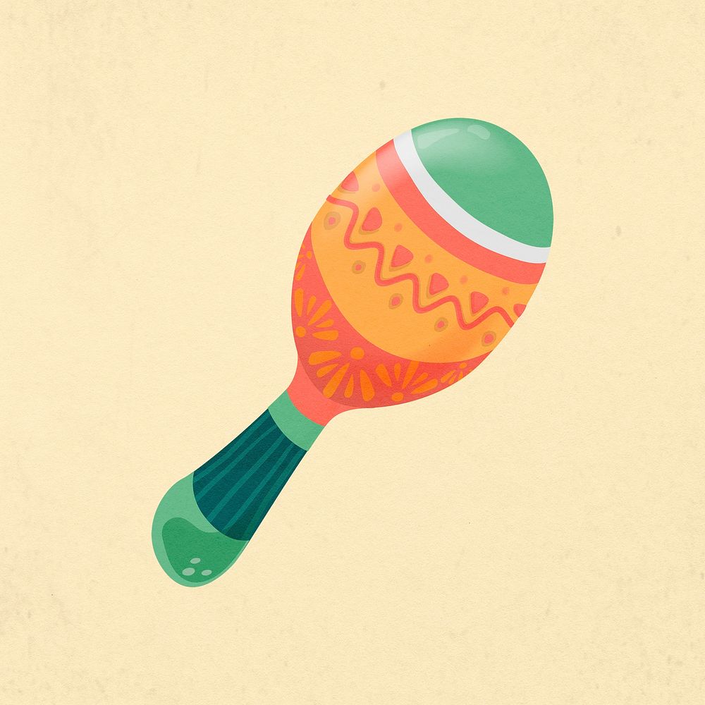 Maraca doodle clipart, Latin musical instrument
