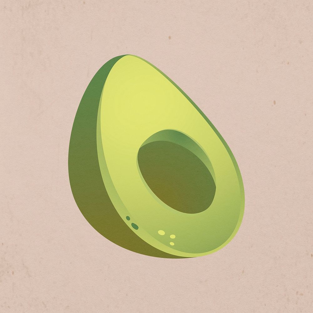 Avocado doodle clipart, cute design psd