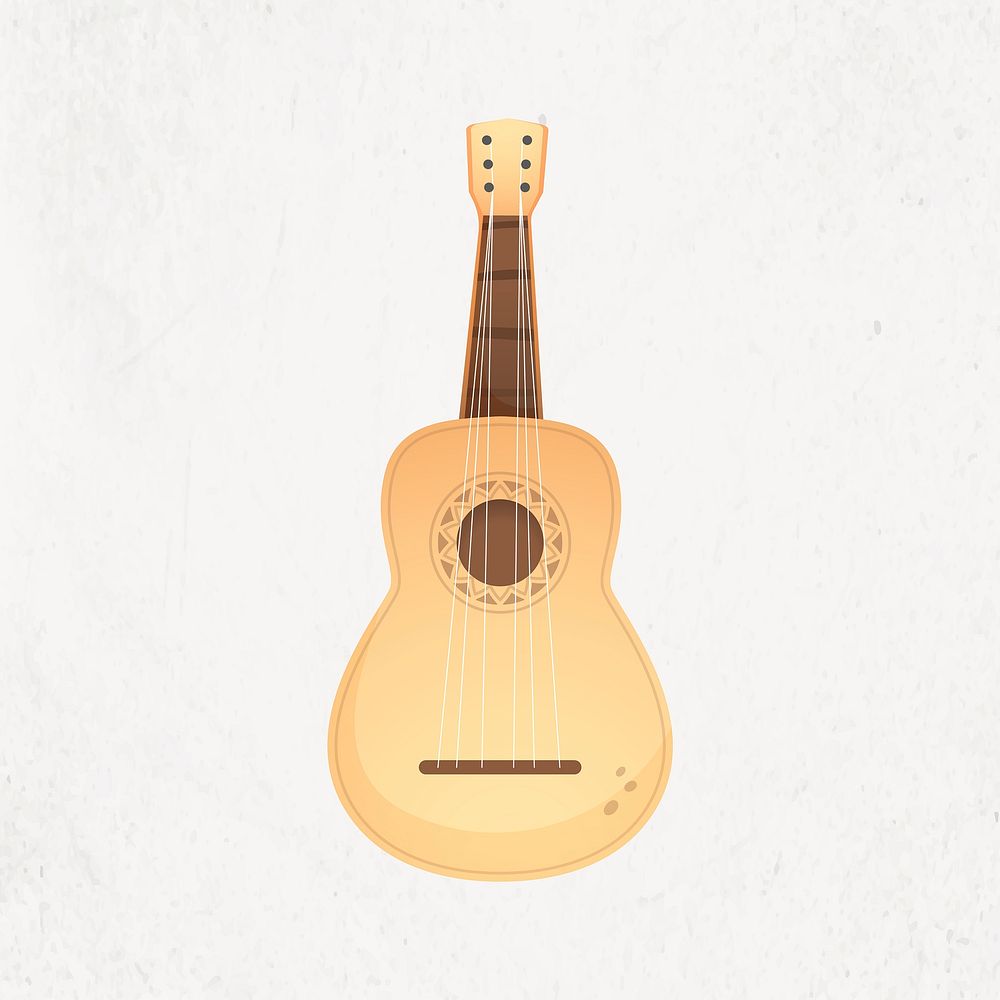 Mexican guitar sticker, music instrument vector