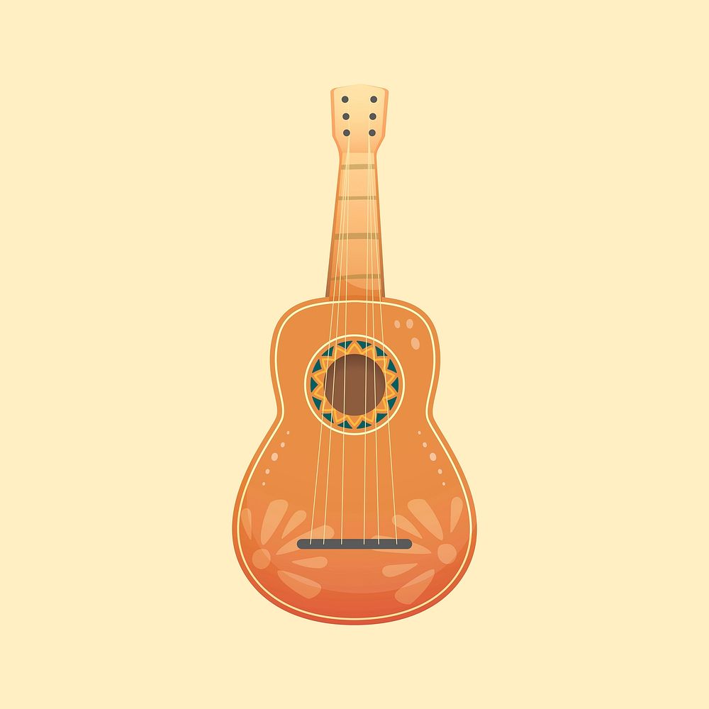 Mexican guitar clipart, acoustic instrument psd