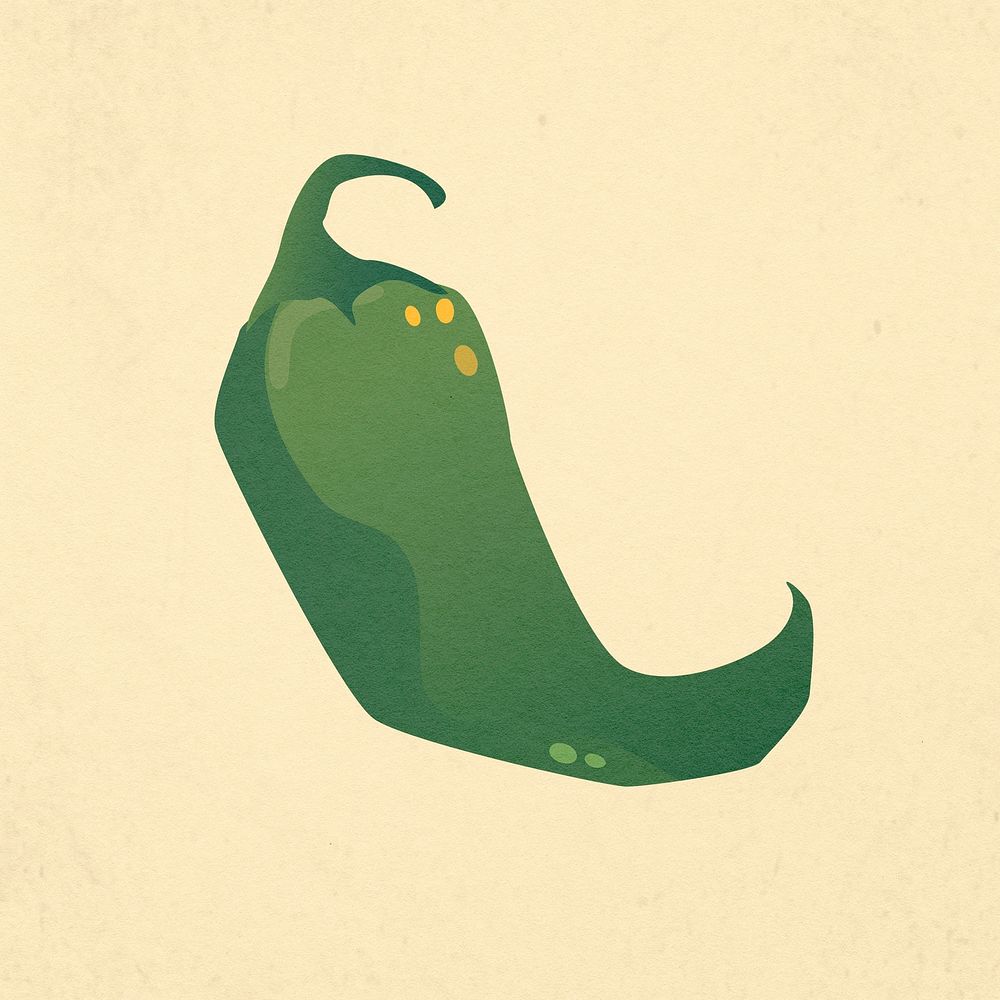 Mexican chili doodle sticker, green Jalapeno pepper psd