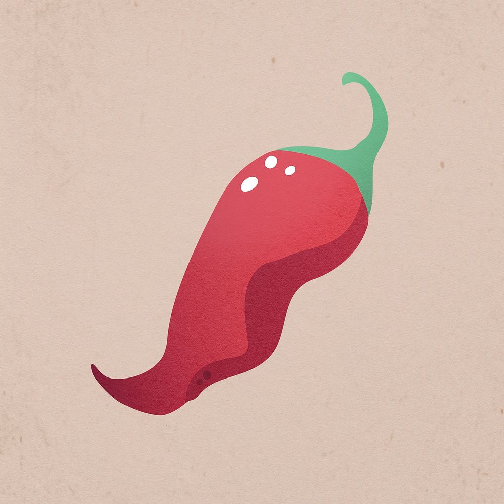 Spicy chili doodle sticker, vegetable illustration psd