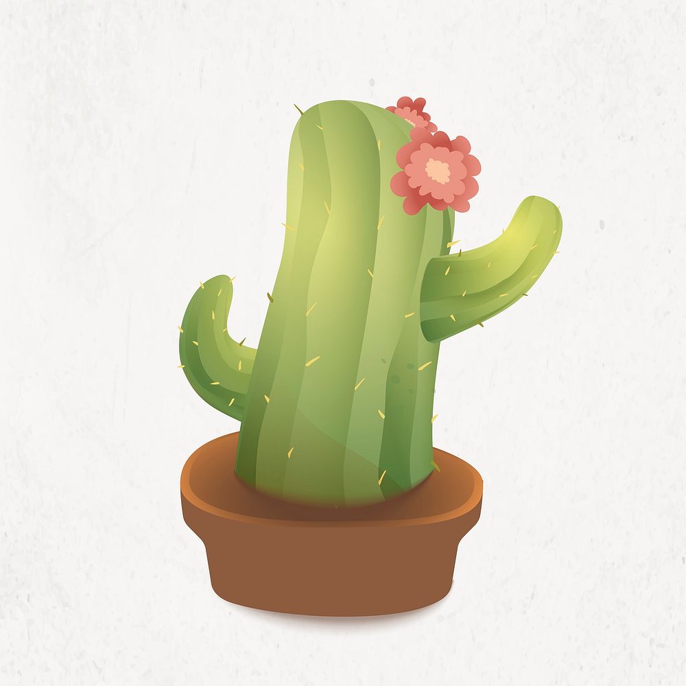 Cactus doodle sticker, plant illustration vector