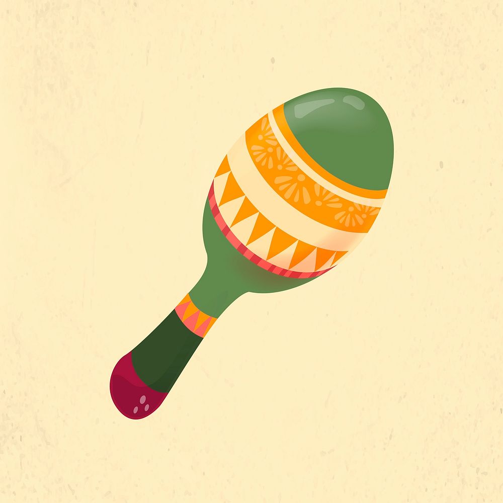 Green maraca doodle sticker, Mexican musical instrument vector