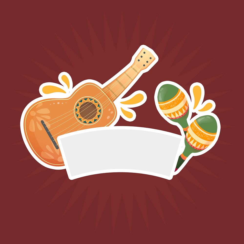Music & festival badge sticker, Mexican style psd