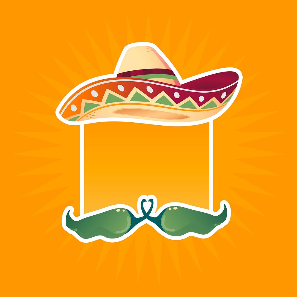 Sombrero hat badge frame sticker, Mexican style psd