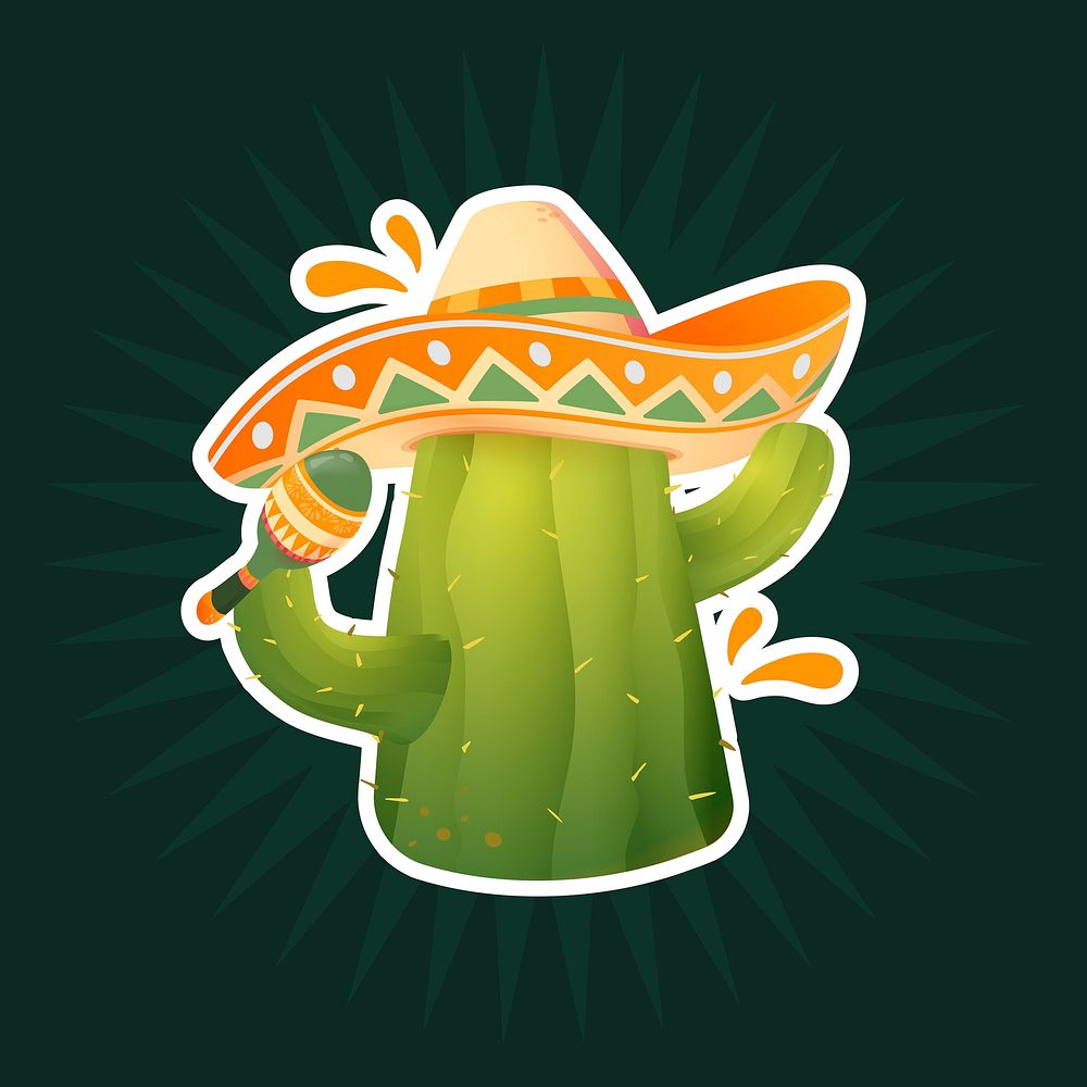 Cute cactus clipart, Mexican hat design