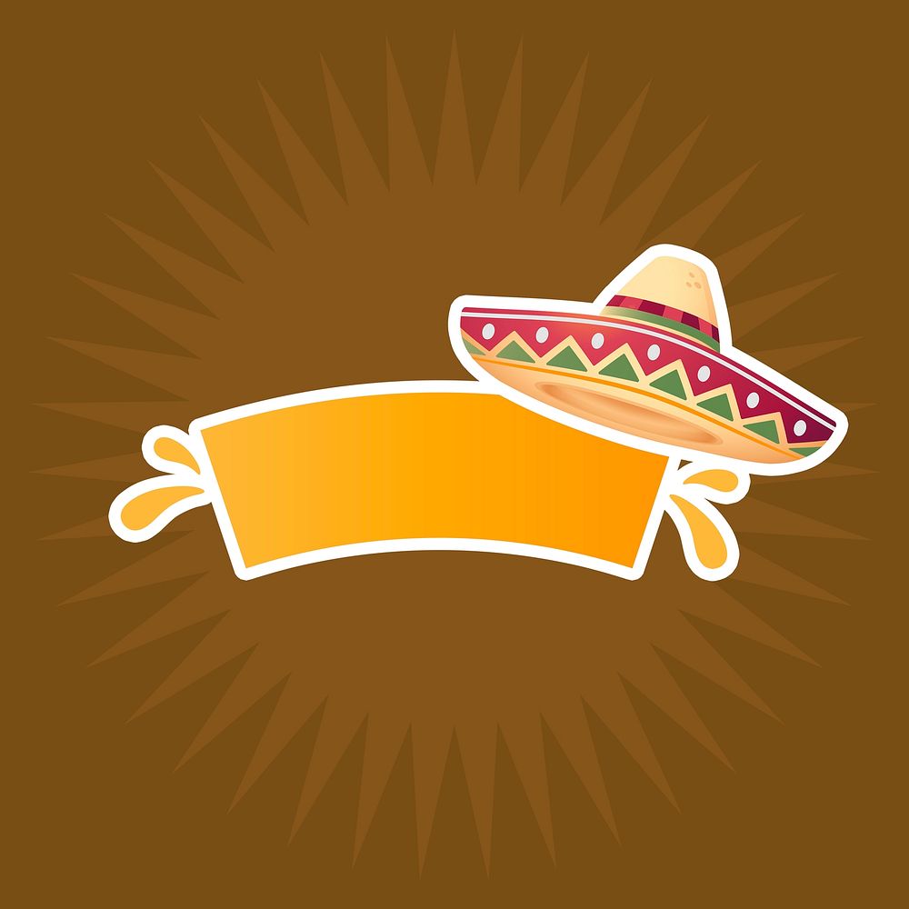 Mexican hat badge sticker, traditional style psd