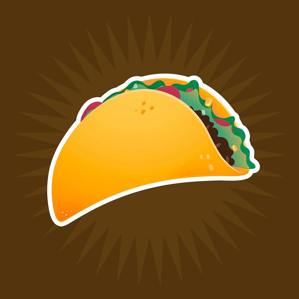 Taco doodle sticker, Mexican food illustration vector