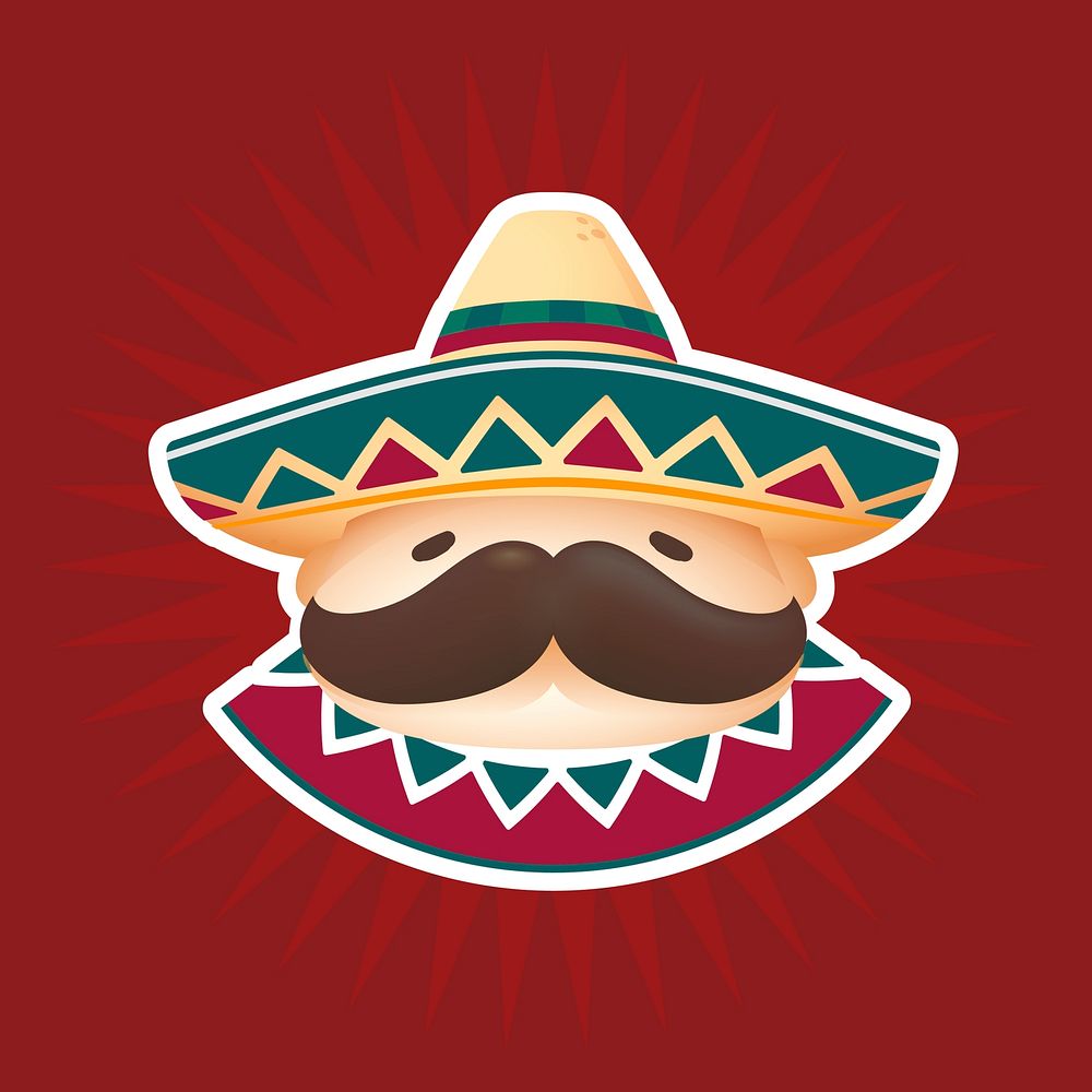 Mexican character doodle sticker, cute design vector