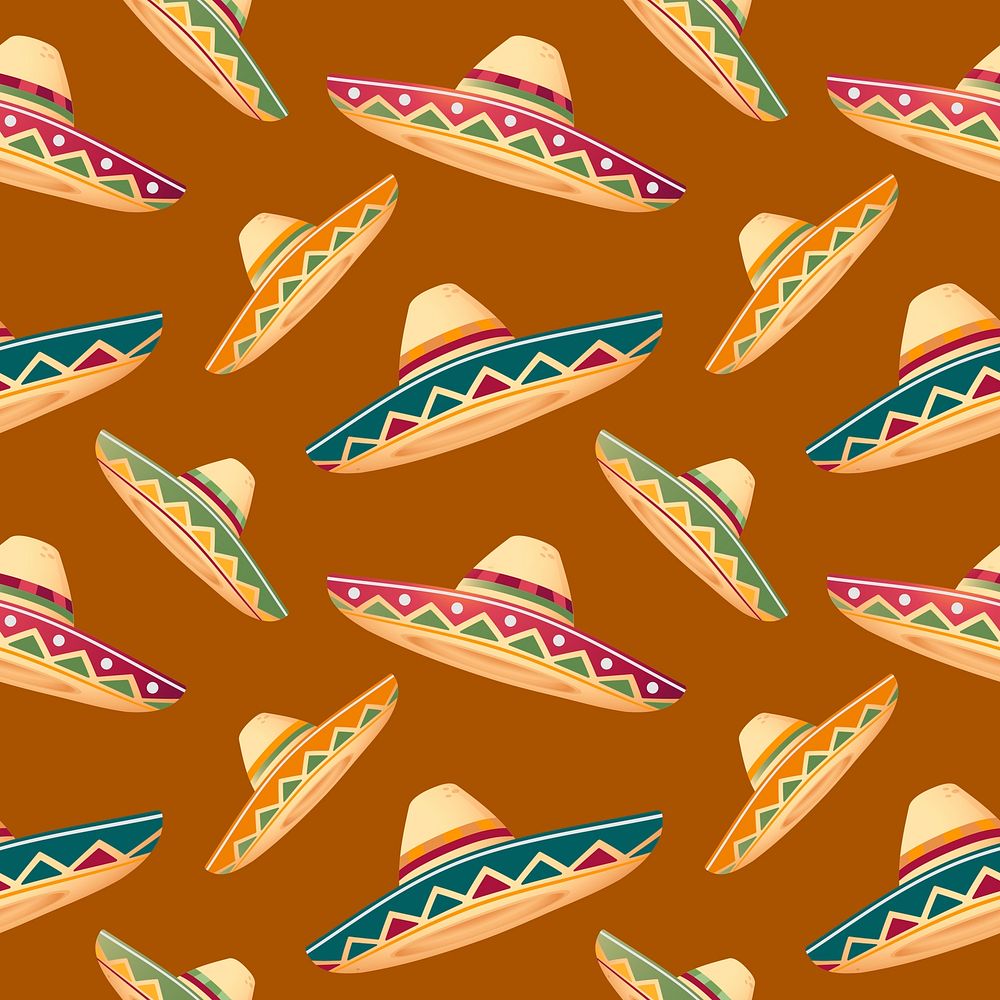 Mexican Sombrero seamless pattern background