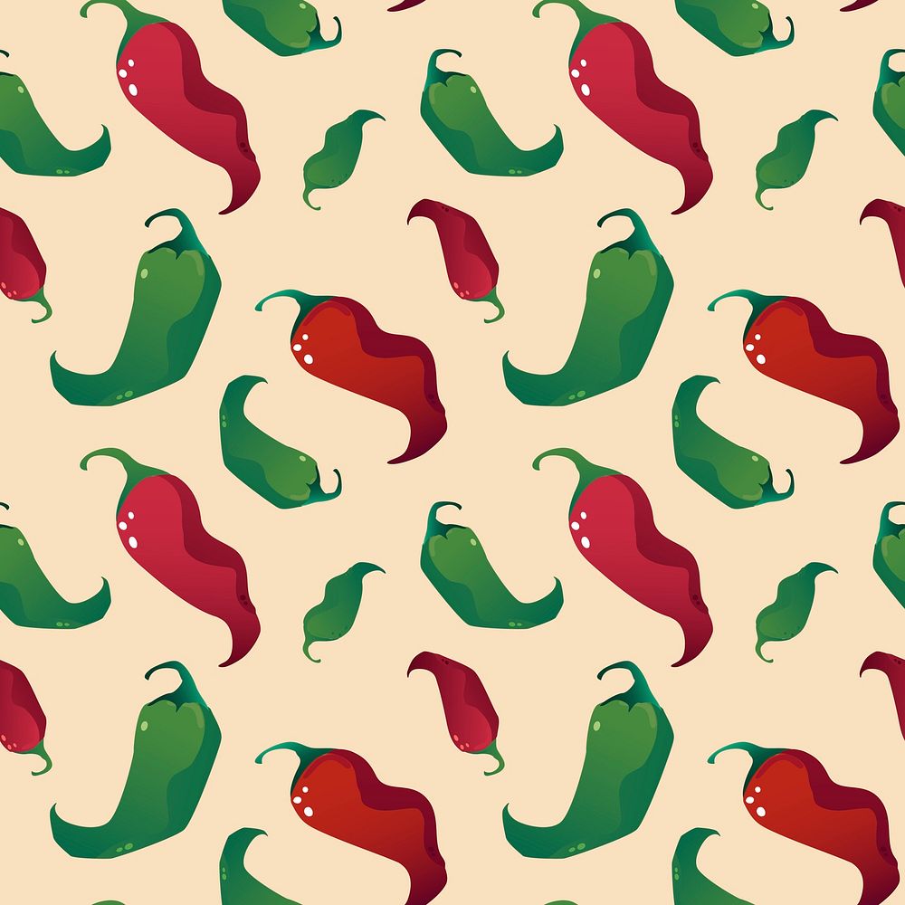 Hot chili seamless pattern background, Mexican style