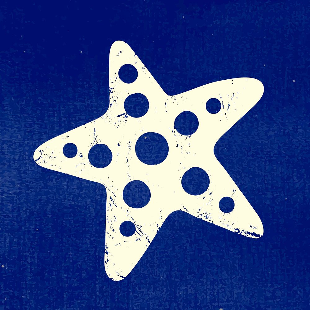 Starfish sticker, marine creature collage element vector on blue background