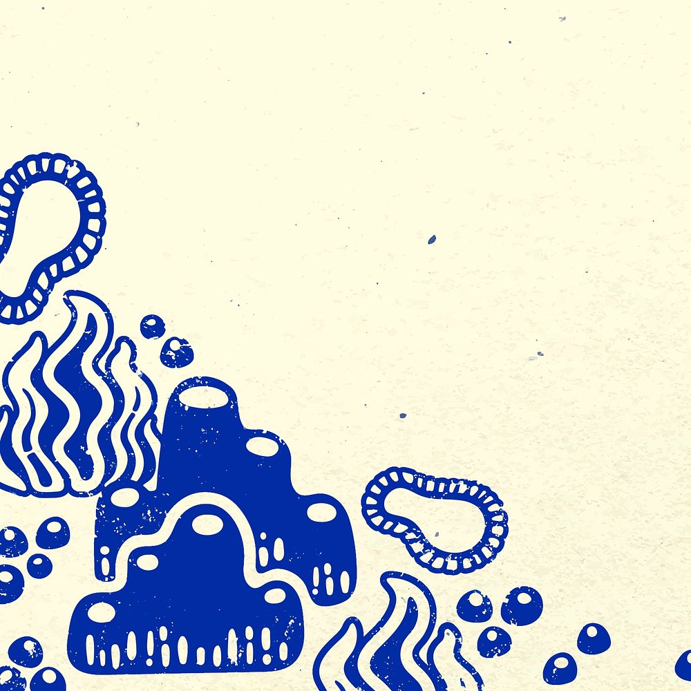 Sea life border background, ocean creature design in blue vector