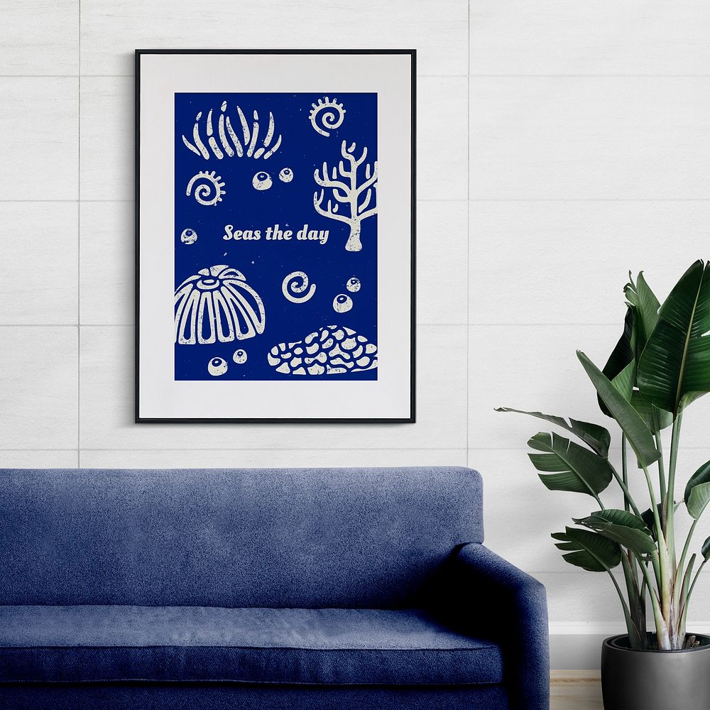 Sea life in picture frame, aesthetic living room home decor