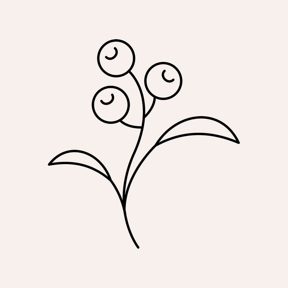 Botanical element illustration, simple plant design psd