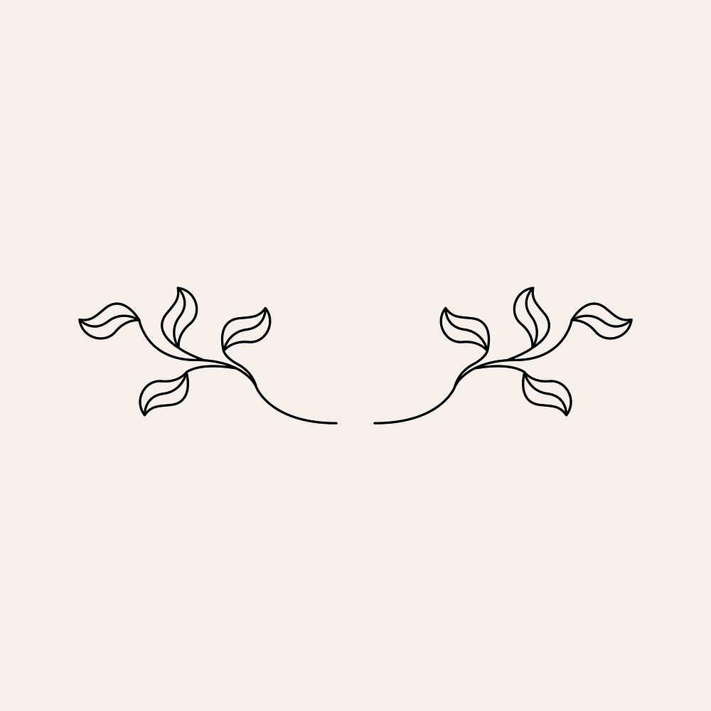 Leaf divider illustration, simple botanical graphic design