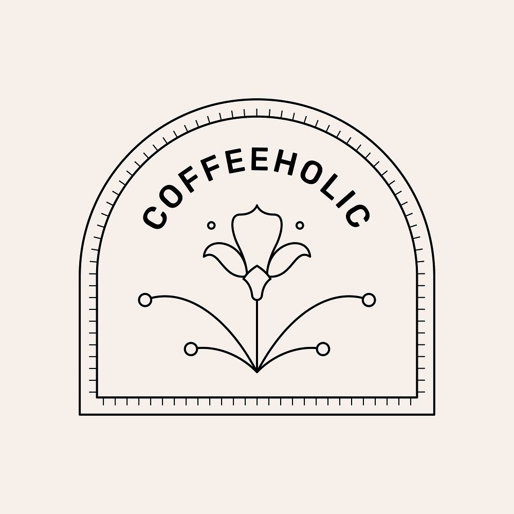 Cafe business logo template, Coffeeholic, simple business branding design vector