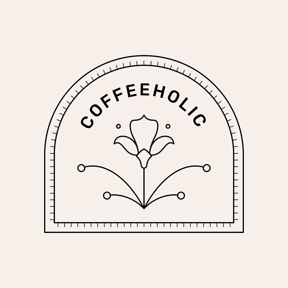 Creative logo template, Coffeeholic, simple black design, branding icon for professional business psd
