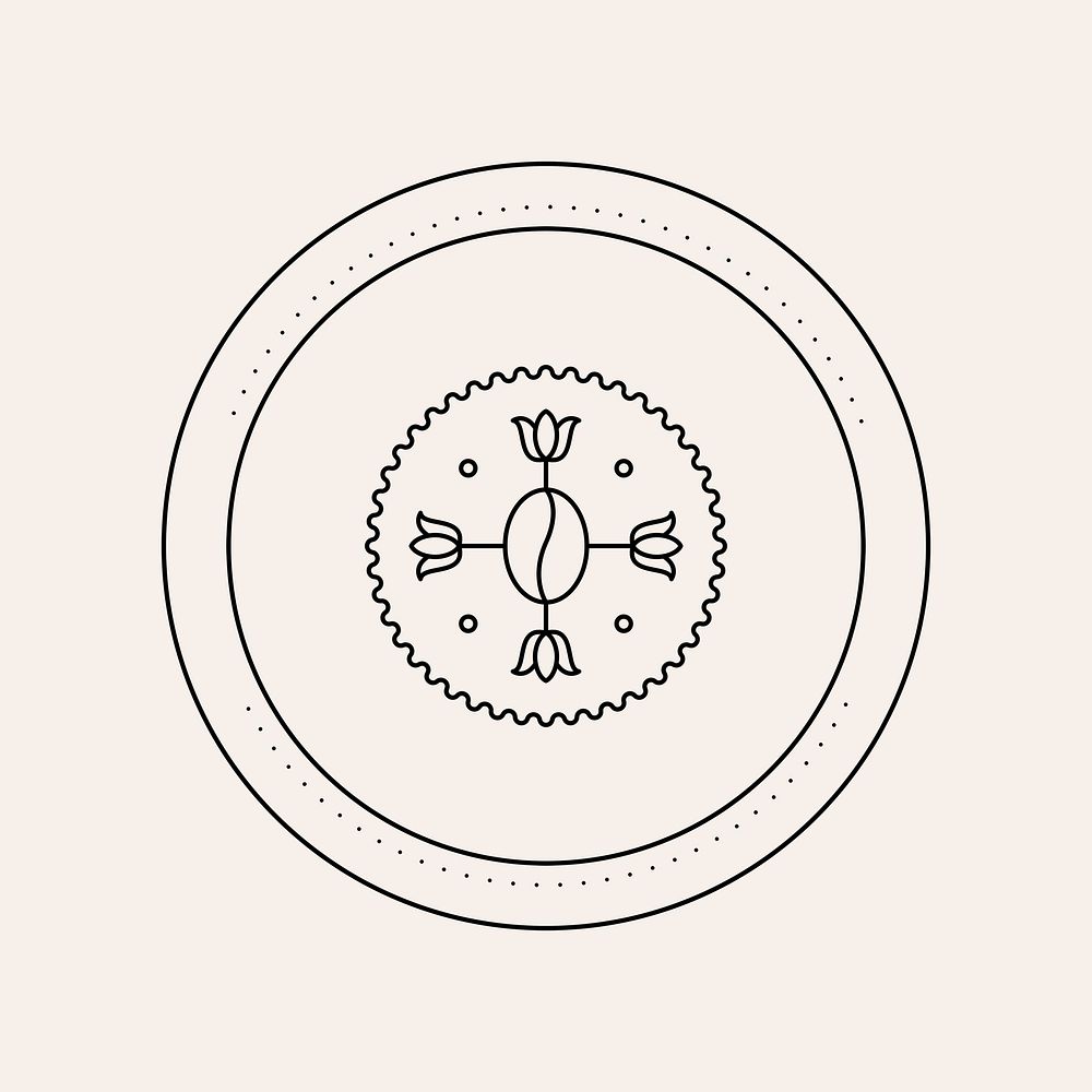 Coffee logo element, minimal black graphic design psd