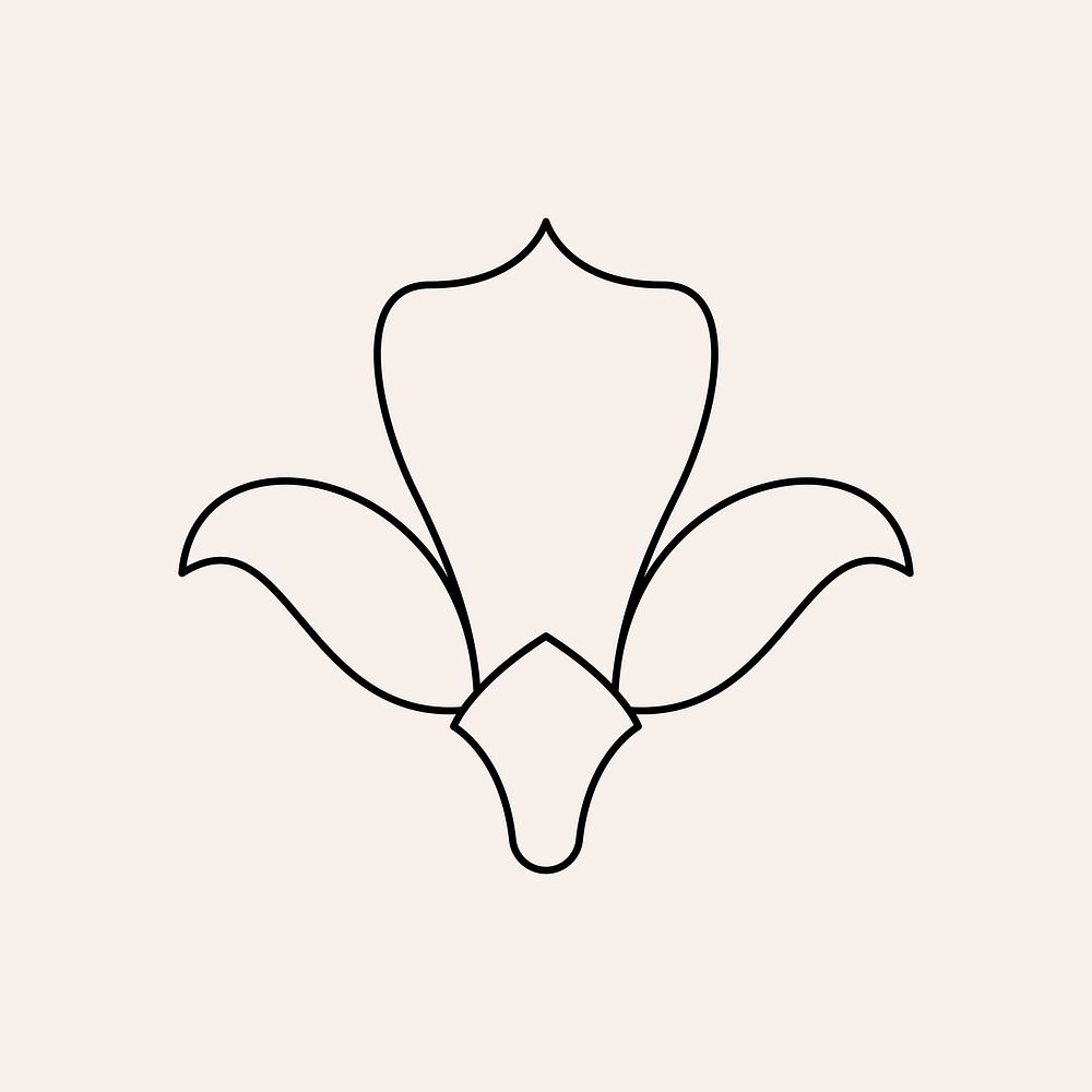 Flower ornament, simple black graphic illustration