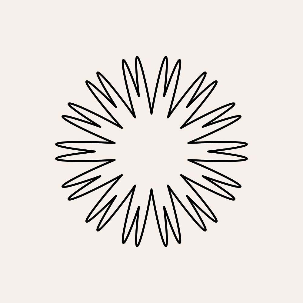 Simple floral ornament, minimal black graphic illustration