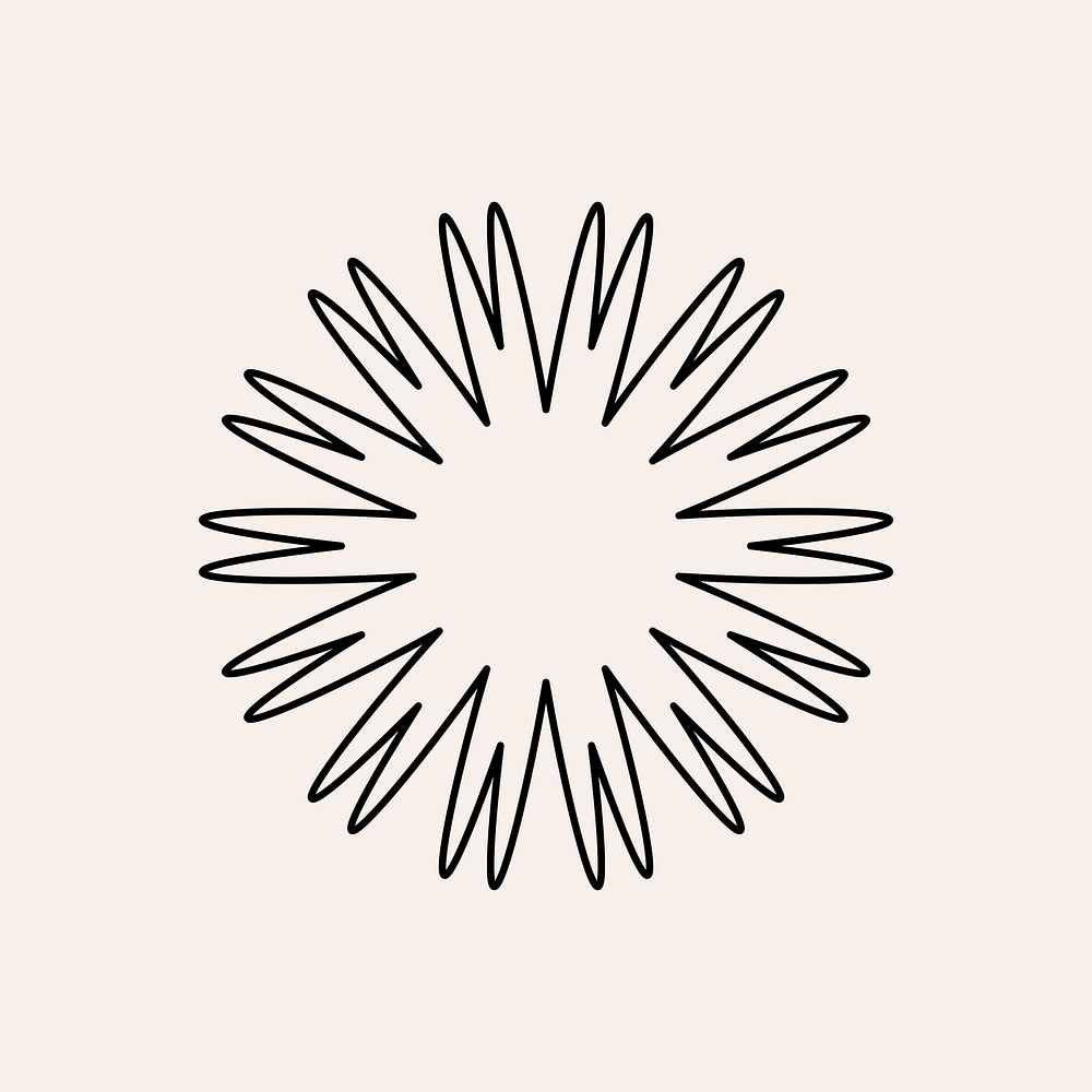 Simple floral ornament, minimal black graphic illustration, collage element vector