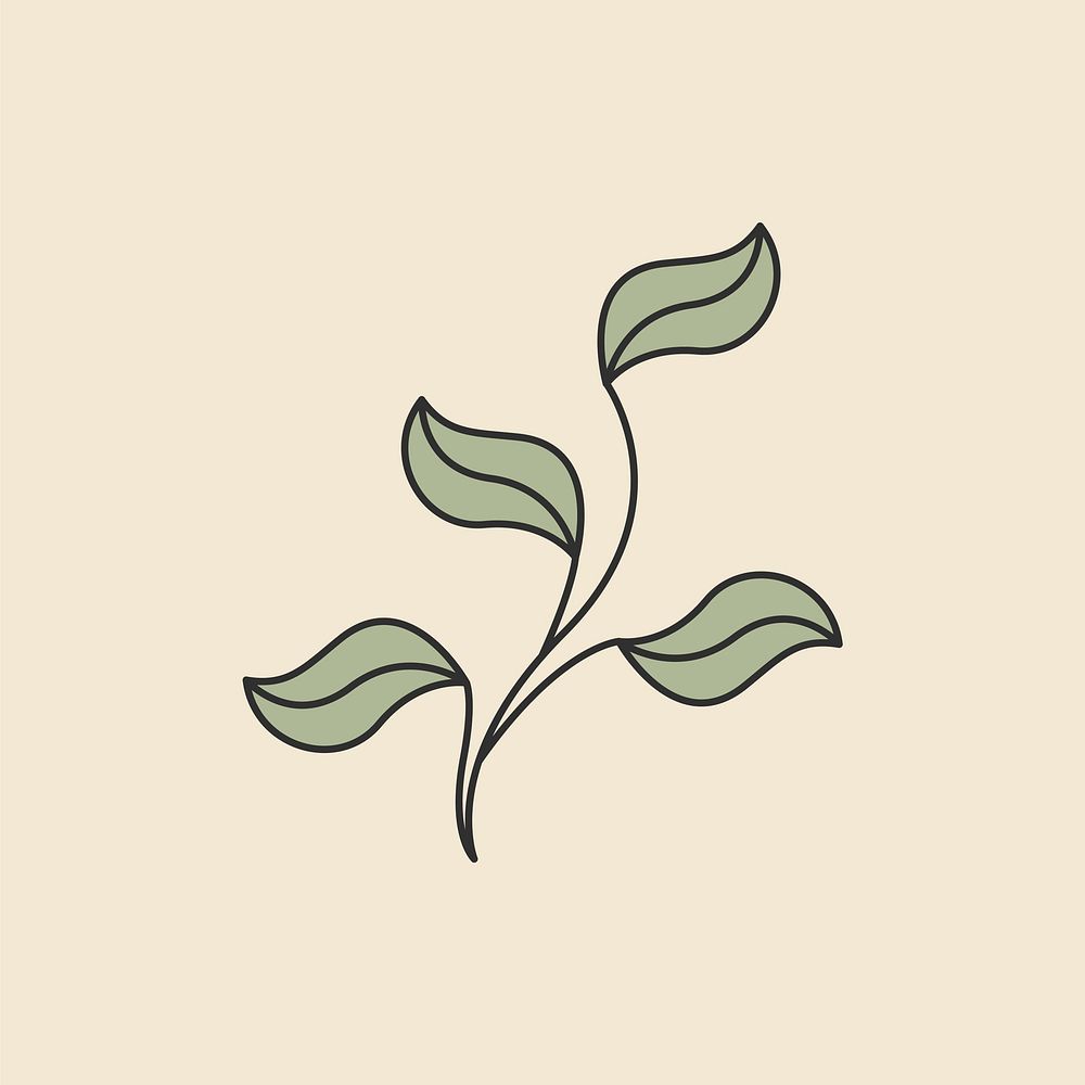 Leaf element illustration, simple botanical design vector