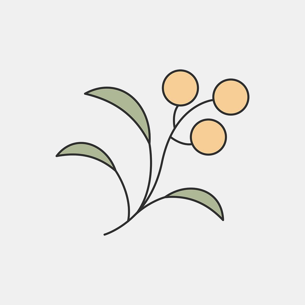 Leaf element illustration, simple botanical design psd