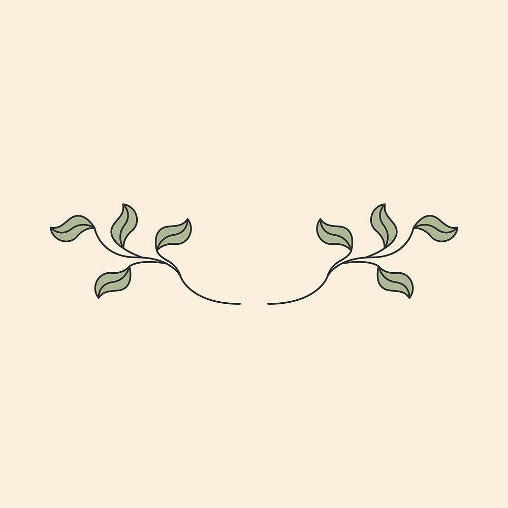 Botanical divider sticker, plant design collage element vector