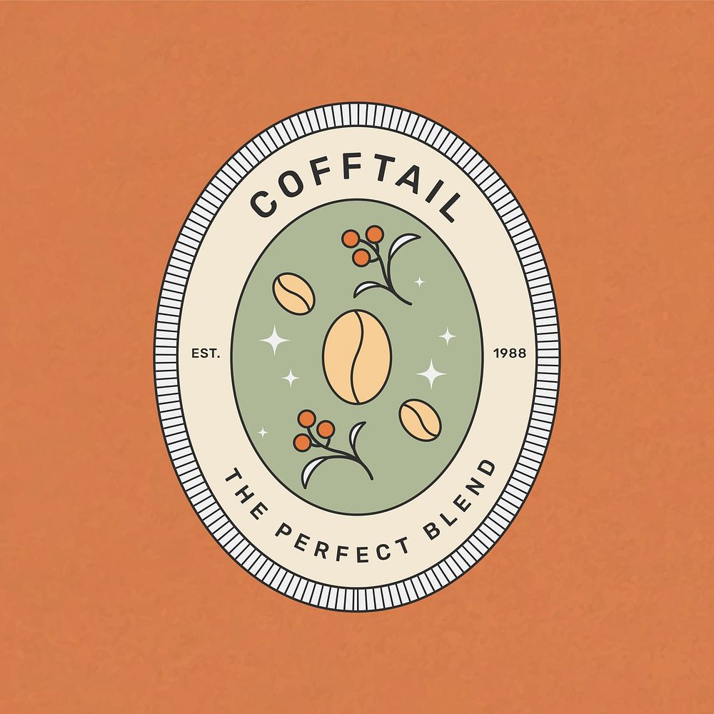Simple coffee logo template, Cofftail, minimal branding design for business vector