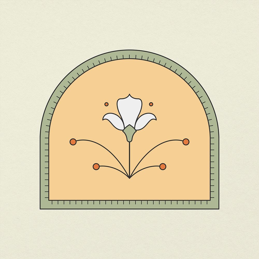 Flower logo element, aesthetic retro design, clean icon illustration psd