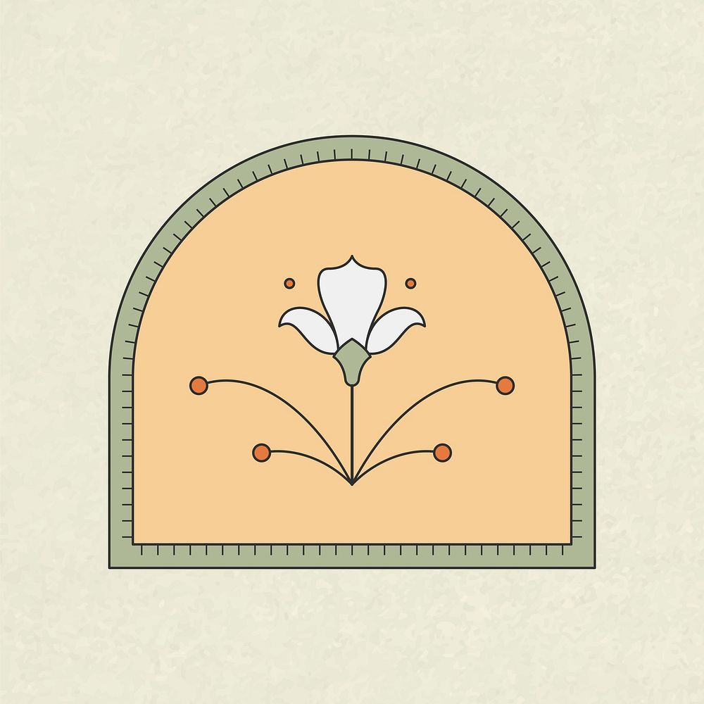 Botanical logo element, aesthetic retro design, clean icon illustration vector 