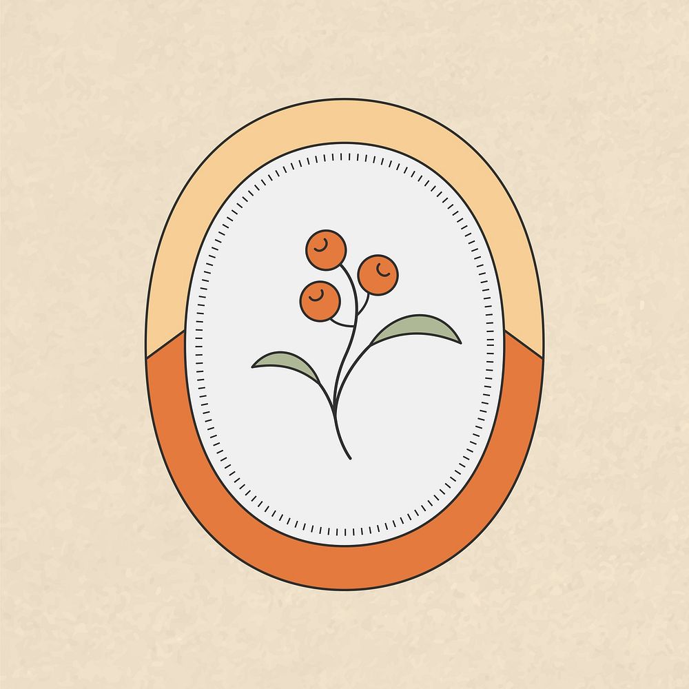 Flower logo element, aesthetic retro design, clean icon illustration vector 