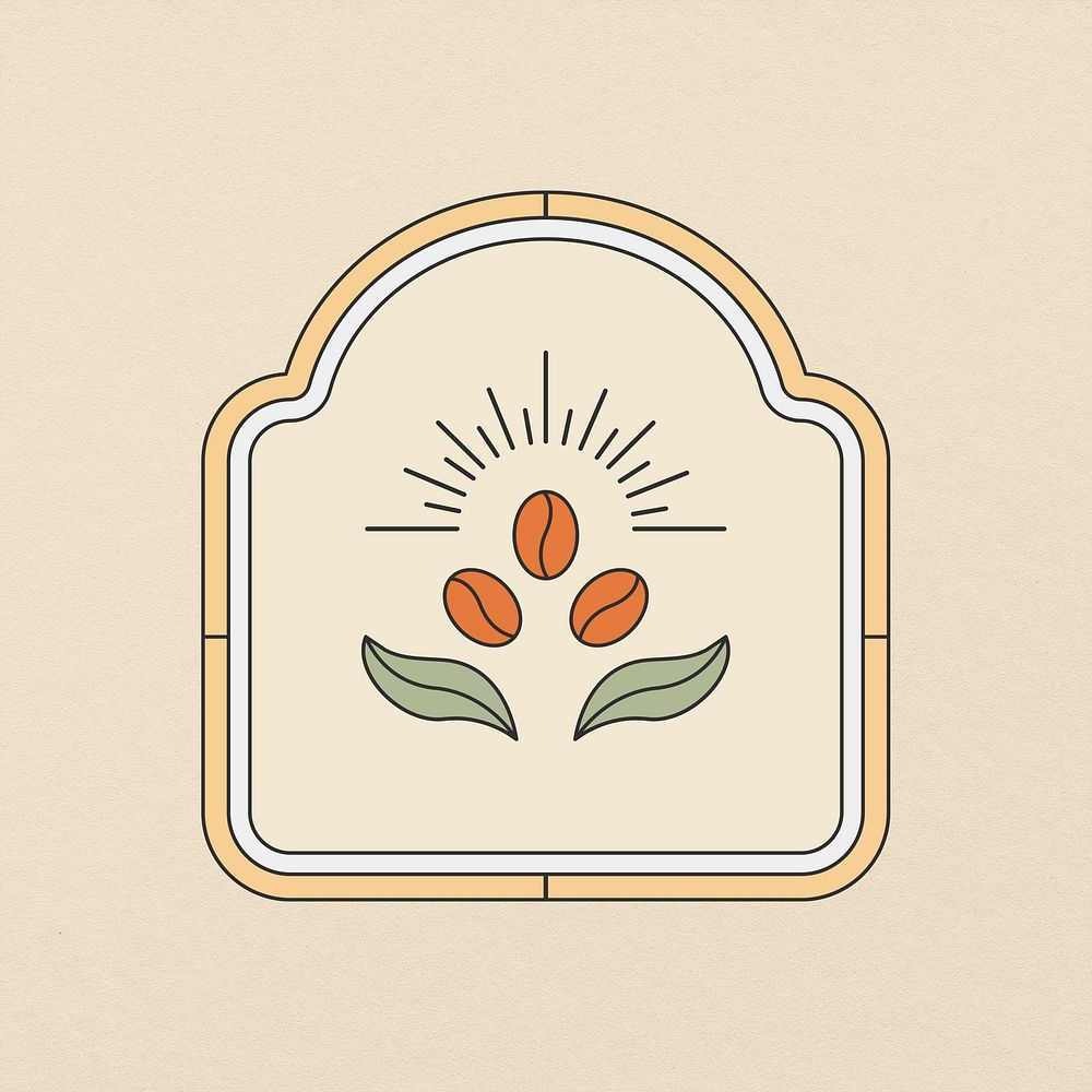 Coffee logo element, aesthetic retro design, simple illustration psd