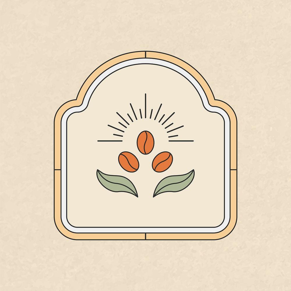 Simple badge, floral ornament, simple design illustration