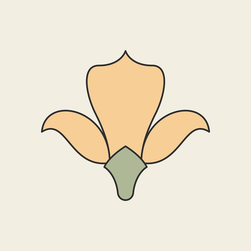 Flower ornament, simple retro graphic illustration